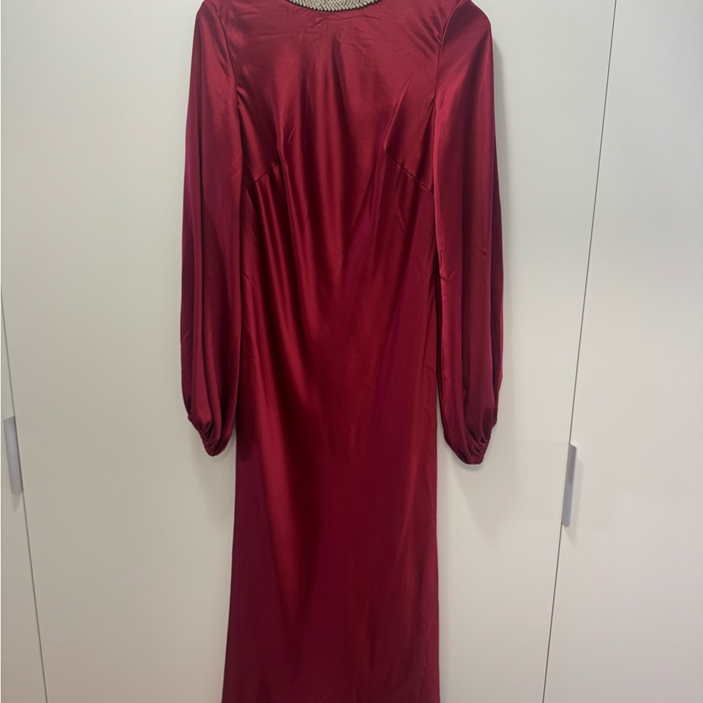 Mac Duggal Red Long Sleeve Bishop Gown